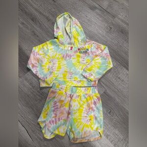 Colorful Tie-Dye Hoodie and Shorts Set